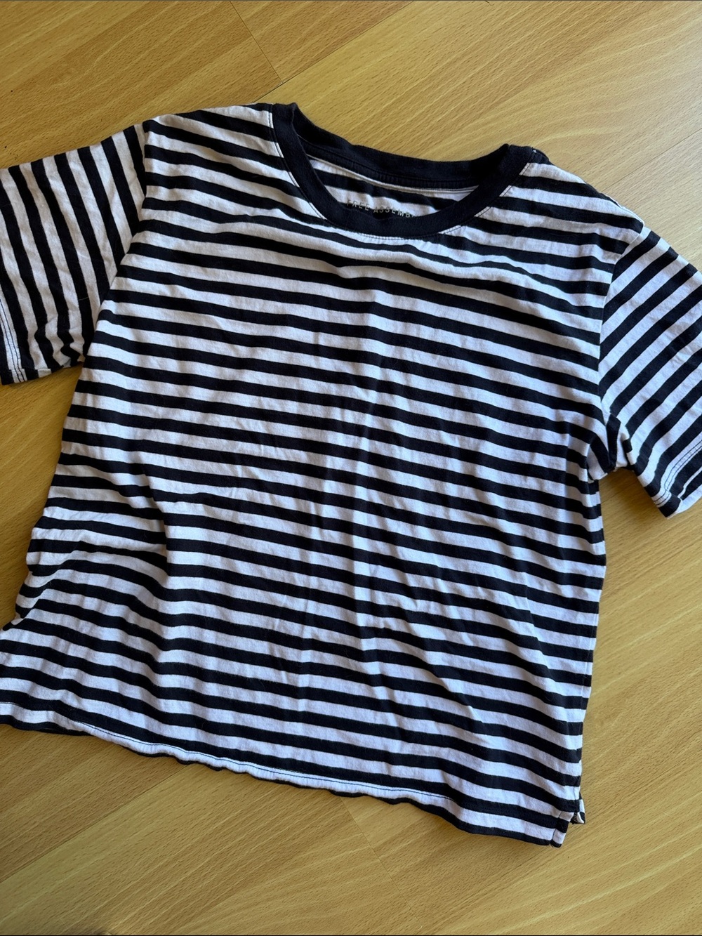 Women’s Black & White Striped Short-Sleeve Tee - Casual Crew Neck